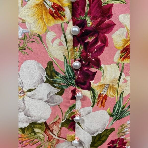 ALICE + OLIVIA Faux Pearl Floral Blouse size M - Picture 7 of 15